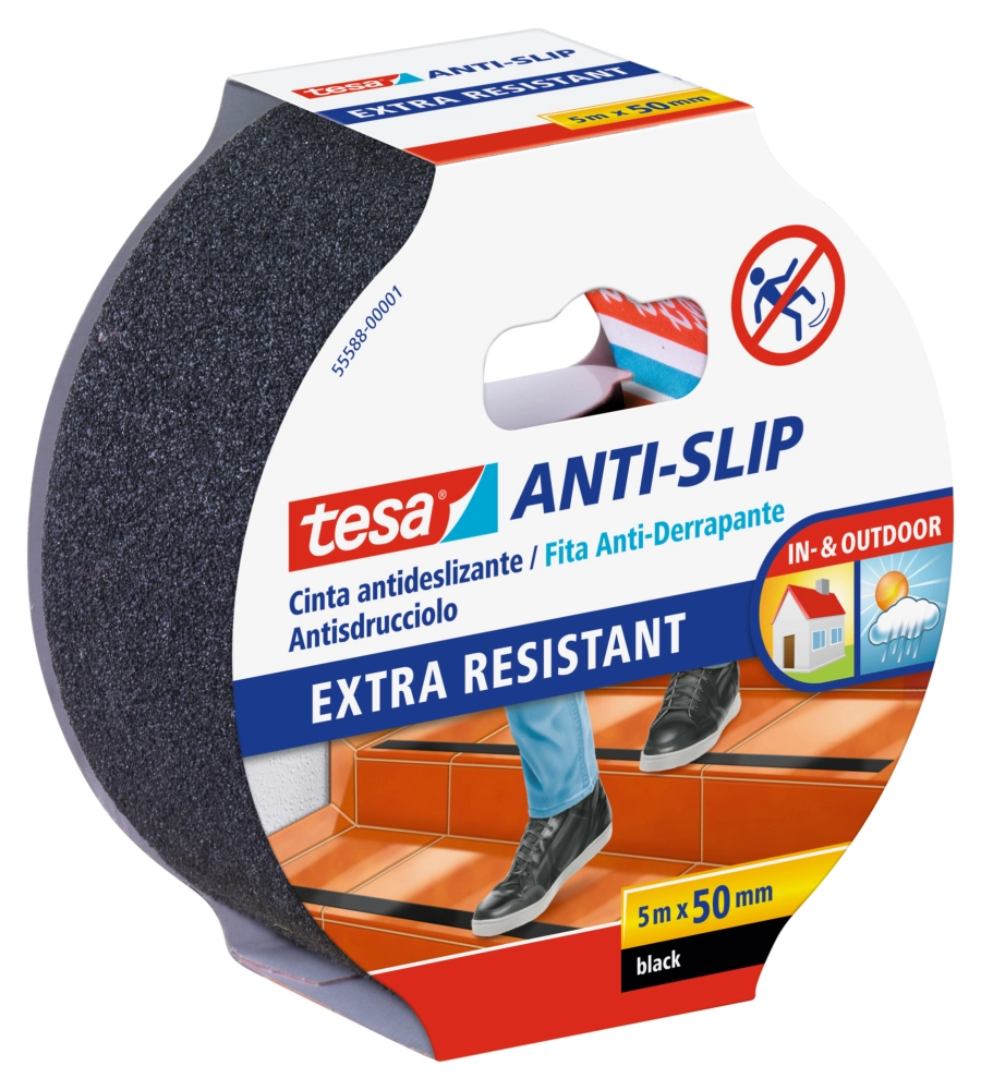 NASTRO ANTISCIVOLO ANTI-SLIP NERO, 50 MM X 5 MT - TESA
